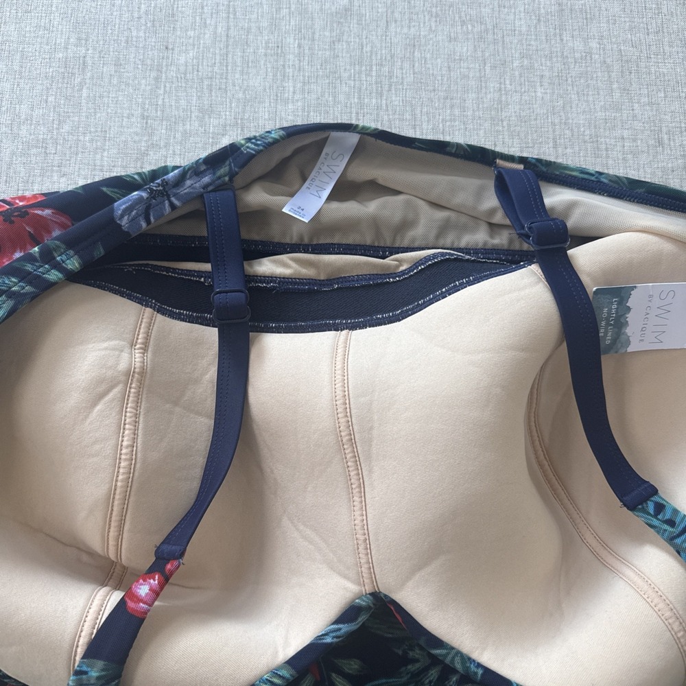 Cacique One Piece Swimsuit Dress Womens Plus Size 24‎ Ruched Modest Coverup - Picture 4 of 9